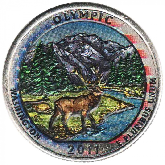 (008p) Монета США 2011 год 25 центов &quot;Олимпик&quot;  Вариант №2 Медь-Никель  COLOR. Цветная